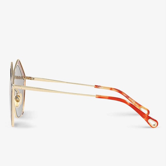 New - Chloé CH0026S Gemma metal and acetate pentagon-frame sunglasses - Picture 5 of 16